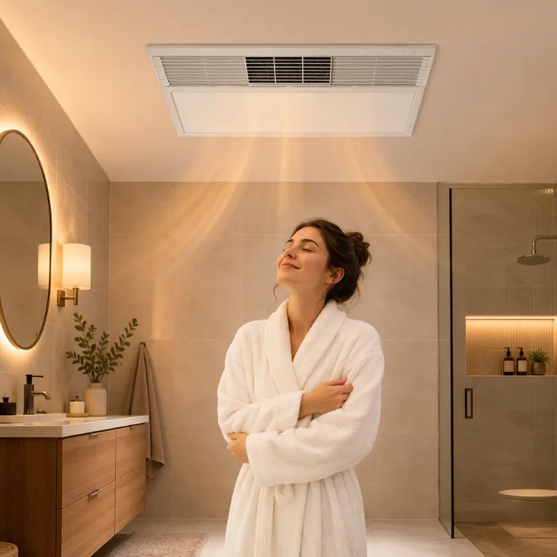 Electric PTC Bathroom Heater Installed in Modern Bathroom for Warm Air Heating